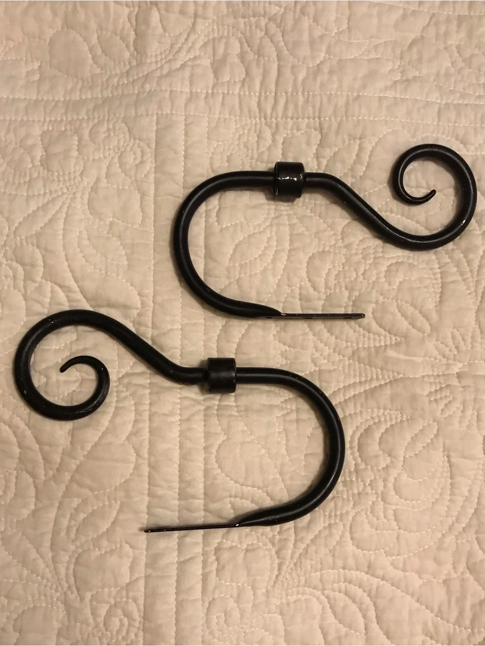 Decorative Black Scroll Metal Curtain Holdbacks - Pair